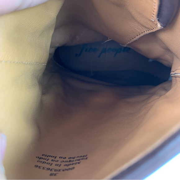 Free People Suede Leather Buckle Lug Double Up Moto Boots Chocolate Size 8 EU38 - Picture 12 of 15